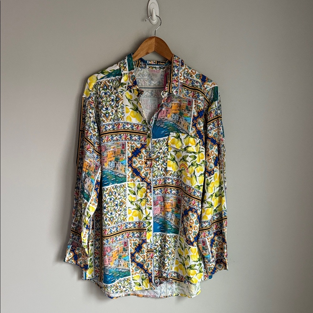 NEW Terez Amalfi Patchwork Button-Front Shirt XL … - image 2